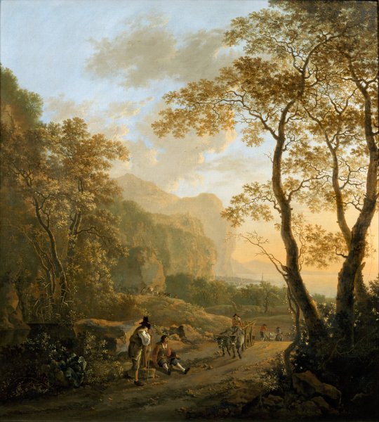 Landscape with Resting Travellers and Oxcart by Jan Both - Hand-Painted Oil Painting Reproduction