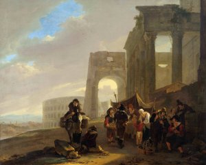 Street Scene Placed among Roman Ruins Oil painting by Jan Both