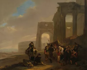 Street Scene with Roman Ruins by Jan Both Oil Painting