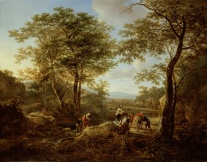 The Ford and Halt of the Travelers by Jan Both Oil Painting
