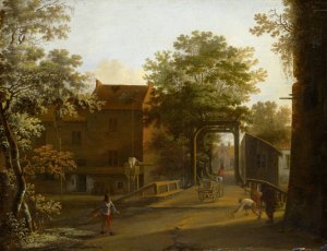 Village Street With Drawbridge by Jan Both Oil Painting