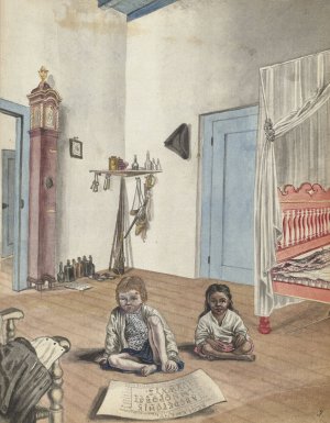 Slaapkamer met zoon Jantje en slavinnetje Bietja by Jan Brandes Oil Painting
