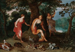 Diana And Her Nymphs Surrounded By The Spoils Of The Hunt by Jan Breughel The Younger Oil Painting