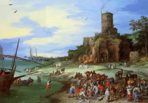 Coastal Landscape with the Tomb of Scipion by Jan Bruegel The Elder Oil Painting