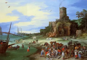 Coastal Landscape with the Tomb of Scipion Oil painting by Jan Bruegel The Elder