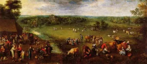 Flemish Dairy Farm by Jan Bruegel The Elder Oil Painting