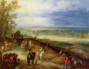 Immense Landscape with Travellers by Jan Bruegel The Elder Oil Painting
