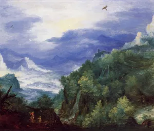 Mountain Landscape with View of a River Valley by Jan Bruegel The Elder - Oil Painting Reproduction