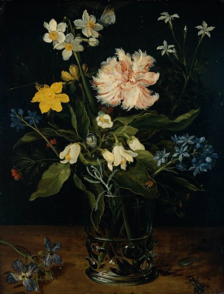 Still Life with Flowers in a Glass by Jan Bruegel The Elder - Hand-Painted Oil Painting Reproduction