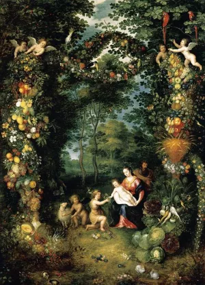 The Holy Family with St John by Jan Bruegel The Elder - Oil Painting Reproduction