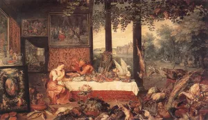 The Sense of Taste by Jan Bruegel The Elder - Oil Painting Reproduction