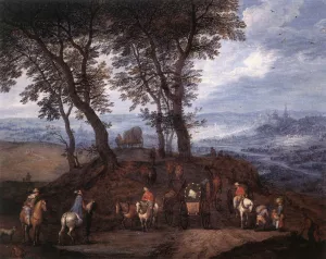 Travellers on the Way by Jan Bruegel The Elder - Oil Painting Reproduction