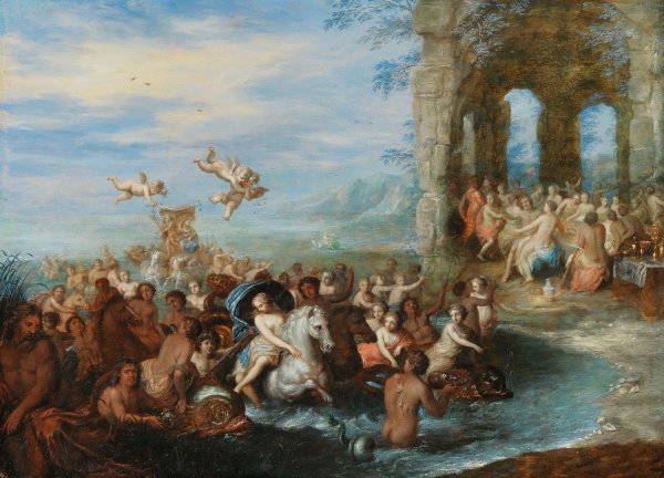 Feast of the Gods, with the Marriage of Neptune and Amphitrite by Jan Brueghel I - Hand-Painted Oil Painting Reproduction
