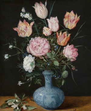 Flowers in a Wan-Li Vase by Jan Brueghel The Elder Oil Painting