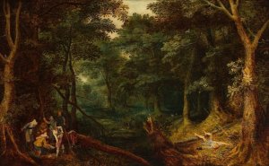 Landscape with robbers dividing the loot by Jan Brueghel The Elder Oil Painting