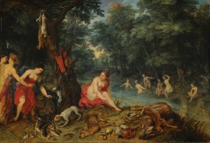 Nymphs bathing by Jan Brueghel The Elder Oil Painting
