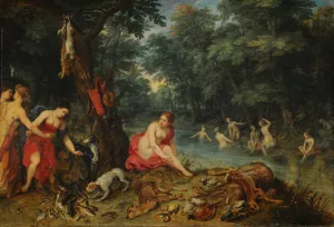 Nymphs bathing by Jan Brueghel The Elder Oil Painting