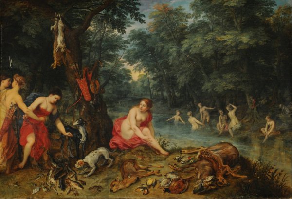 Main Product Photo of Nymphs bathing  Painting by Jan Brueghel The Elder