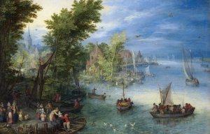 River Landscape by Jan Brueghel The Elder Oil Painting