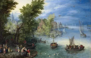 River Landscape by Jan Brueghel The Elder Oil Painting