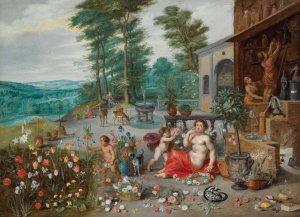 An Allegory Of Smell by Jan Brueghel The Younger Oil Painting