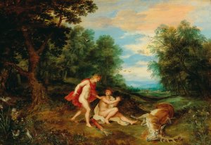 Apollo comforting Cyparissus by Jan Brueghel The Younger Oil Painting