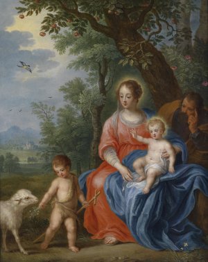 De Heilige Familie Met Johannes by Jan Brueghel The Younger Oil Painting