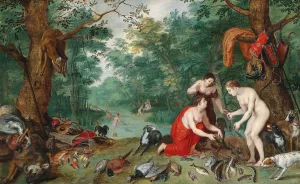 Diana and her Nymphs Fishing by Jan Brueghel The Younger Oil Painting