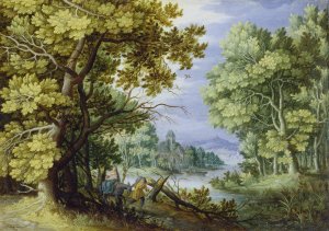 Forest Landscape with Flight into Egypt by Jan Brueghel The Younger Oil Painting