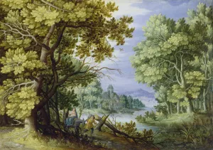 Forest Landscape with Flight into Egypt by Jan Brueghel The Younger Oil Painting