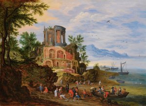Landscape With Ruins Animated With Figures by Jan Brueghel The Younger Oil Painting