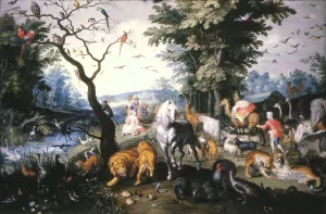 The animals entering Noah`s Ark by Jan Brueghel The Younger Oil Painting