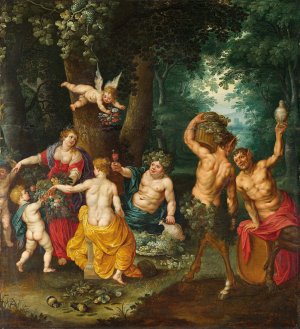 The Feast Of Bacchus by Jan Brueghel The Younger Oil Painting