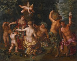 The Feast Of Bacchus by Jan Brueghel The Younger Oil Painting