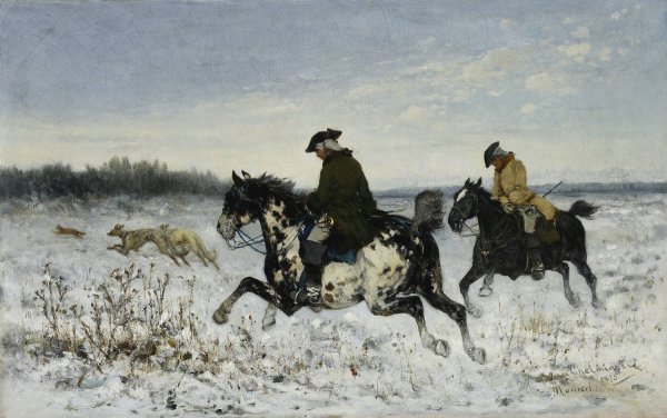 Main Product Photo of Hunting with greyhounds  Painting by Jan Chelminski