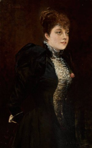 Portrait of a woman by Jan Chelminski Oil Painting