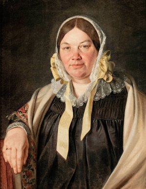 Portrait of Aleksandra Bebnowska nee Cybulska, painter's mother-in-law by Jan Chrucki Oil Painting
