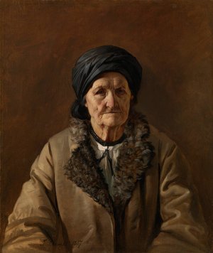 Portrait of Belorussian Landlady Potiralovskaia by Jan Chrucki Oil Painting