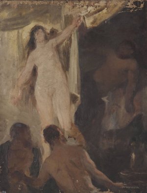 Academic sketch of nudes by Jan Ciaglinski Oil Painting