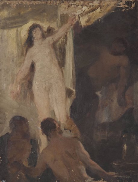 Academic sketch of nudes by Jan Ciaglinski - Hand-Painted Oil Painting Reproduction