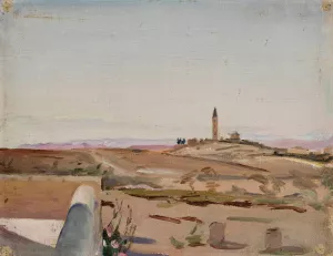 At the edge of the city and the desert. From the journey to Palestine by Jan Ciaglinski Oil Painting