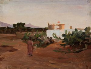Beirut - Evening. From the journey to Palestine by Jan Ciaglinski Oil Painting
