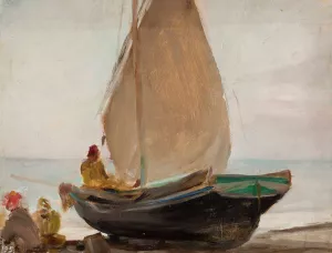 Boat - Alupka. From the journey to Crimea Oil painting by Jan Ciaglinski