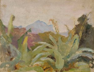 Ceylon, Adam's Peak landscape. From the journey to India by Jan Ciaglinski Oil Painting