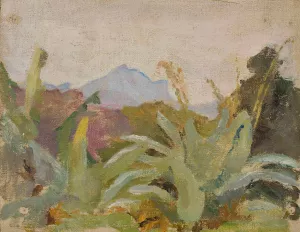 Ceylon, Adam's Peak landscape. From the journey to India by Jan Ciaglinski Oil Painting