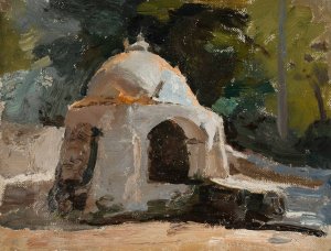 Corfu - fountain. From the journey to Greece by Jan Ciaglinski Oil Painting