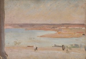 Desert landscape with a river by Jan Ciaglinski Oil Painting