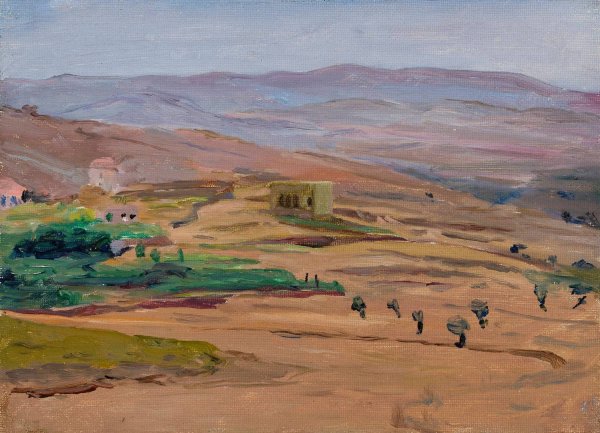 Desert near Damascus. From the journey to Palestine  by Jan Ciaglinski - Hand-Painted Oil Painting Reproduction