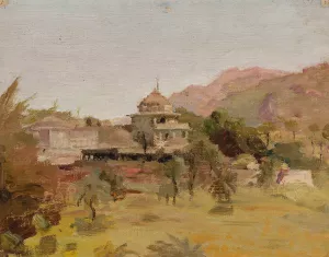Diewarra Templer Stand Abu. From the journey to India by Jan Ciaglinski Oil Painting