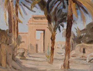 Entrance to the temple in Karnak. From the journey to Egypt by Jan Ciaglinski Oil Painting